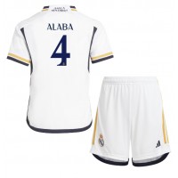 Camisa de Futebol Real Madrid David Alaba #4 Equipamento Principal Infantil 2023-24 Manga Curta (+ Calças curtas)
